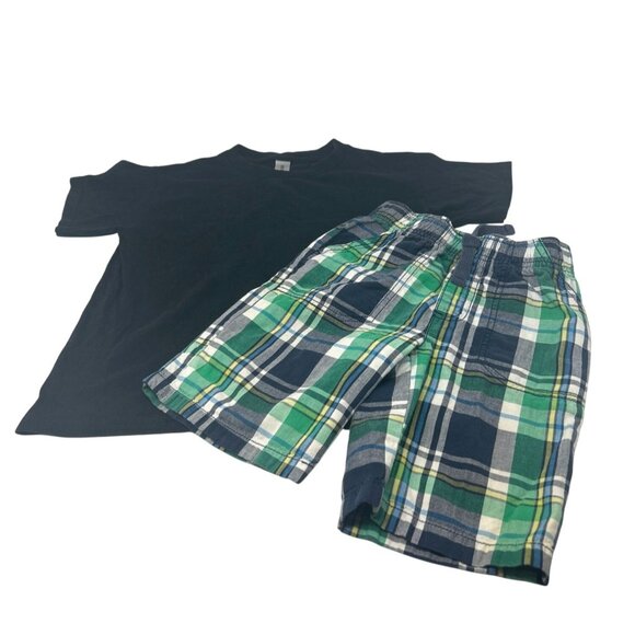 Boy's Clothes -   2Graphic, 1 Solid T-Shirts, Plaid Shorts  Size 5-6, 6‎ & S - Picture 2 of 12